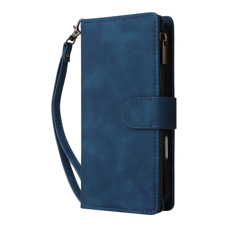 For iPhone 16 Pro Crossbody Multi-card Slot Wallet Zipper Leather Phone Case(Dark Blue) - iPhone 16 Pro Cases by PMC Jewellery | Online Shopping South Africa | PMC Jewellery | Buy Now Pay Later Mobicred