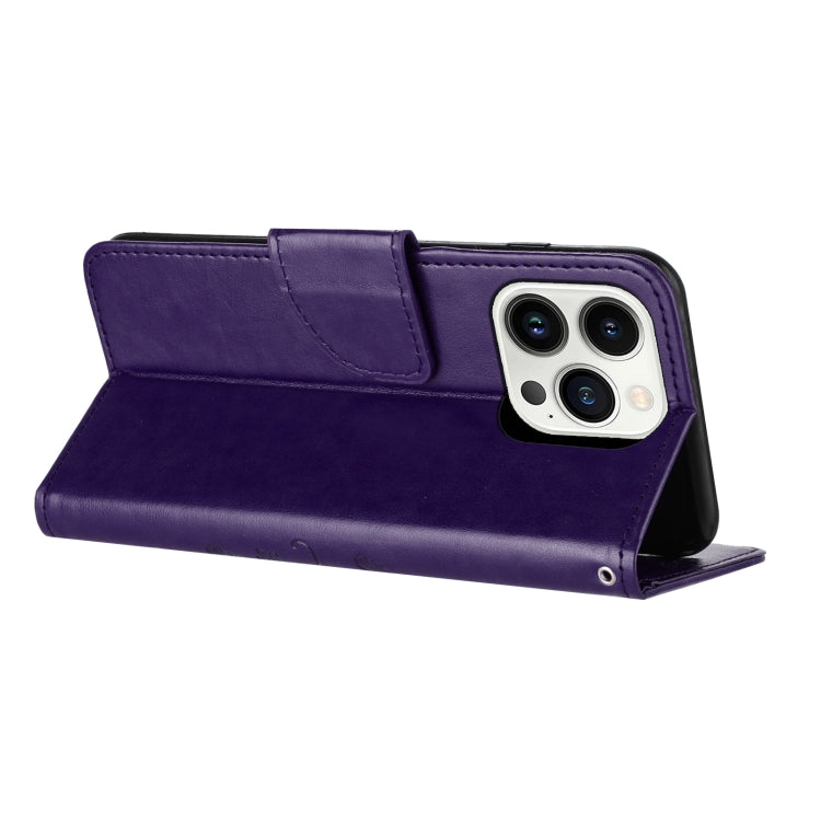 For iPhone 16 Pro Butterfly Flower Pattern Flip Leather Phone Case(Dark Purple) - iPhone 16 Pro Cases by PMC TechLife | Online Shopping South Africa | PMC TechLife | Buy Now Pay Later Mobicred