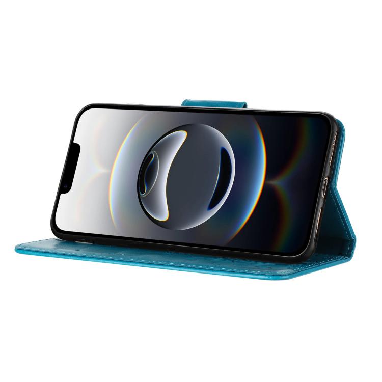 For iPhone 16e Butterfly Flower Pattern Flip Leather Phone Case(Blue) - iPhone 16e Cases by PMC TechLife | Online Shopping South Africa | PMC TechLife | Buy Now Pay Later Mobicred