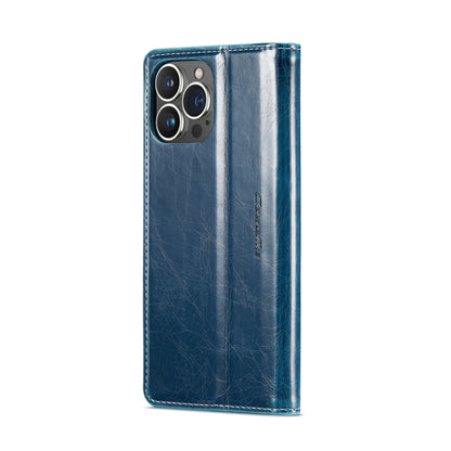 For iPhone 15 Pro Max CaseMe 003 Crazy Horse Texture Leather Phone Case(Blue) - iPhone 15 Pro Max Cases by CaseMe | Online Shopping South Africa | PMC Jewellery | Buy Now Pay Later Mobicred