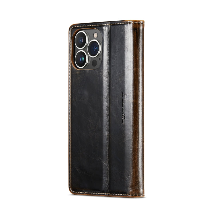 For iPhone 15 Pro Max CaseMe 003 Crazy Horse Texture Leather Phone Case(Coffee) - iPhone 15 Pro Max Cases by CaseMe | Online Shopping South Africa | PMC Jewellery | Buy Now Pay Later Mobicred