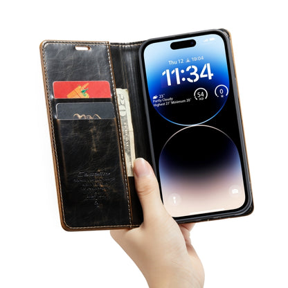 For iPhone 15 Pro Max CaseMe 003 Crazy Horse Texture Leather Phone Case(Coffee) - iPhone 15 Pro Max Cases by CaseMe | Online Shopping South Africa | PMC Jewellery | Buy Now Pay Later Mobicred