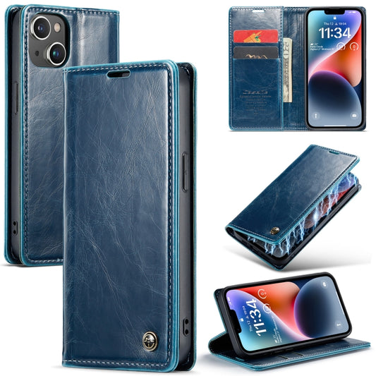 For iPhone 15 Plus CaseMe 003 Crazy Horse Texture Leather Phone Case(Blue) - iPhone 15 Plus Cases by CaseMe | Online Shopping South Africa | PMC Jewellery | Buy Now Pay Later Mobicred