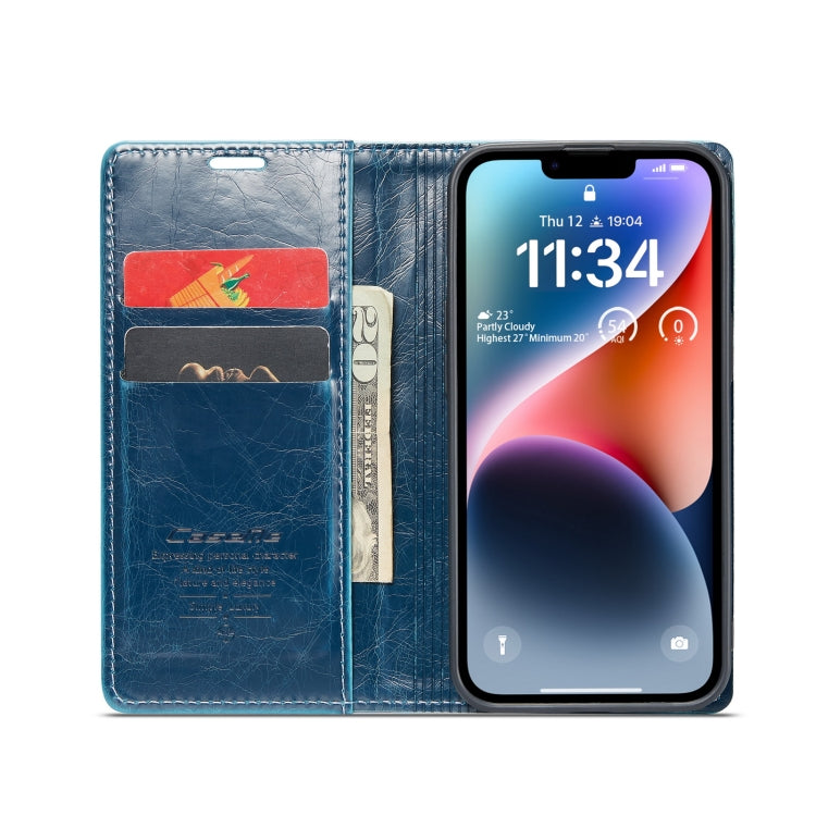 For iPhone 15 CaseMe 003 Crazy Horse Texture Leather Phone Case(Blue) - iPhone 15 Cases by CaseMe | Online Shopping South Africa | PMC Jewellery | Buy Now Pay Later Mobicred