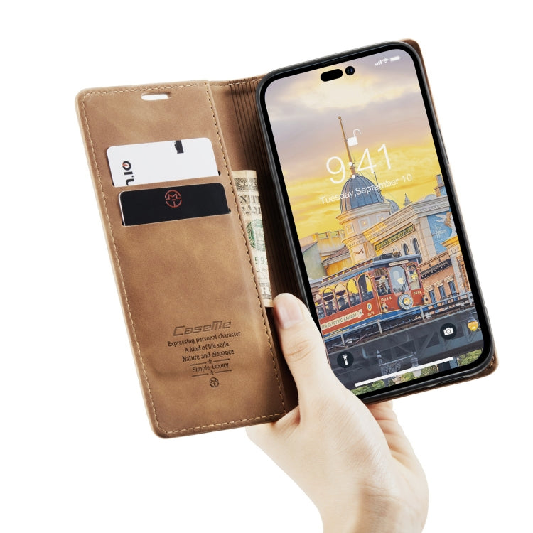 For iPhone 15 Pro CaseMe 013 Multifunctional Horizontal Flip Leather Phone Case(Brown) - iPhone 15 Pro Cases by CaseMe | Online Shopping South Africa | PMC Jewellery | Buy Now Pay Later Mobicred