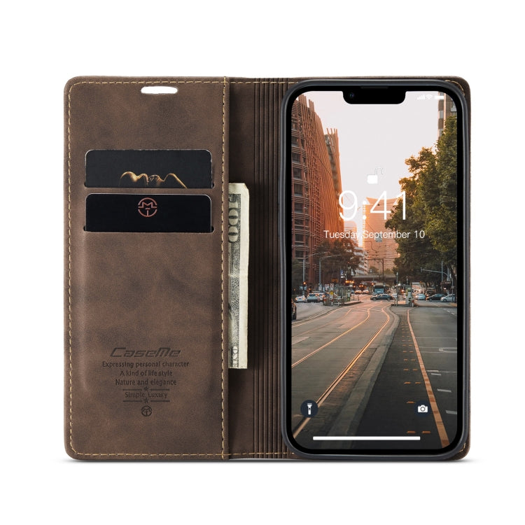 For iPhone 15 CaseMe 013 Multifunctional Horizontal Flip Leather Phone Case(Coffee) - iPhone 15 Cases by CaseMe | Online Shopping South Africa | PMC Jewellery | Buy Now Pay Later Mobicred