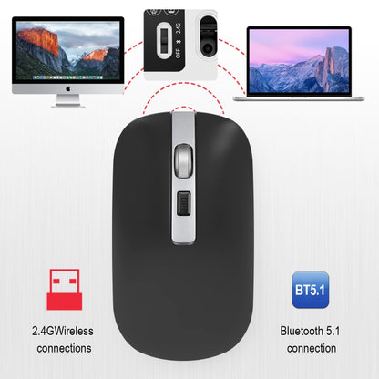 HXSJ M50 2.4GHZ 800,1200,1600dpi Three Gear Adjustment Dual-mode Wireless Mouse USB + Bluetooth 5.1 Rechargeable(Black) - Wireless Mice by HXSJ | Online Shopping South Africa | PMC Jewellery | Buy Now Pay Later Mobicred