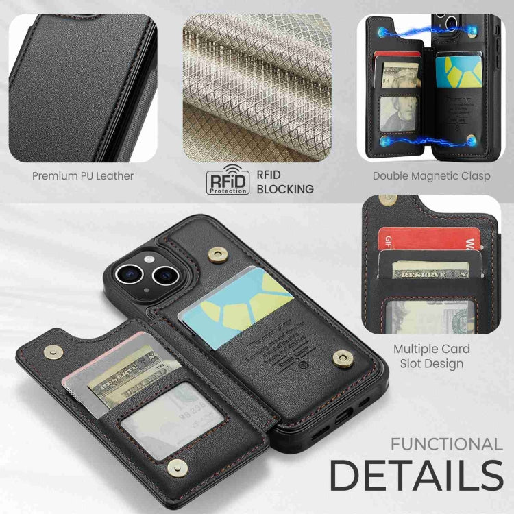 For iPhone 15 CaseMe C22 Card Slots Holder RFID Anti-theft Phone Case(Black) - iPhone 15 Pro Cases by CaseMe | Online Shopping South Africa | PMC Jewellery | Buy Now Pay Later Mobicred