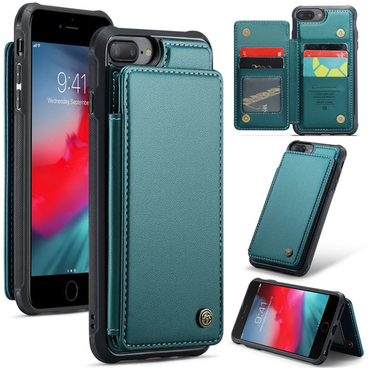 For iPhone 8 Plus / 7 Plus CaseMe C22 Card Slots Holder RFID Anti-theft Phone Case(Blue Green) - More iPhone Cases by CaseMe | Online Shopping South Africa | PMC Jewellery | Buy Now Pay Later Mobicred