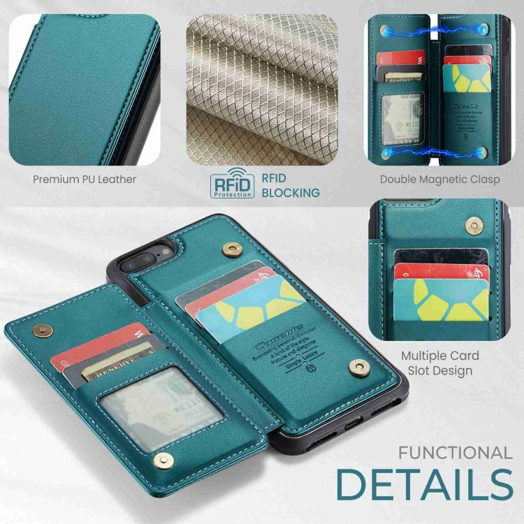 For iPhone 8 Plus / 7 Plus CaseMe C22 Card Slots Holder RFID Anti-theft Phone Case(Blue Green) - More iPhone Cases by CaseMe | Online Shopping South Africa | PMC Jewellery | Buy Now Pay Later Mobicred