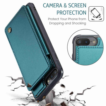 For iPhone 8 Plus / 7 Plus CaseMe C22 Card Slots Holder RFID Anti-theft Phone Case(Blue Green) - More iPhone Cases by CaseMe | Online Shopping South Africa | PMC Jewellery | Buy Now Pay Later Mobicred