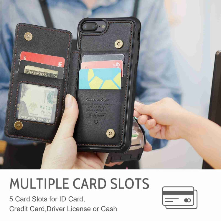For iPhone 8 Plus / 7 Plus CaseMe C22 Card Slots Holder RFID Anti-theft Phone Case(Black) - free shipping - PMC Jewellery - Order now!