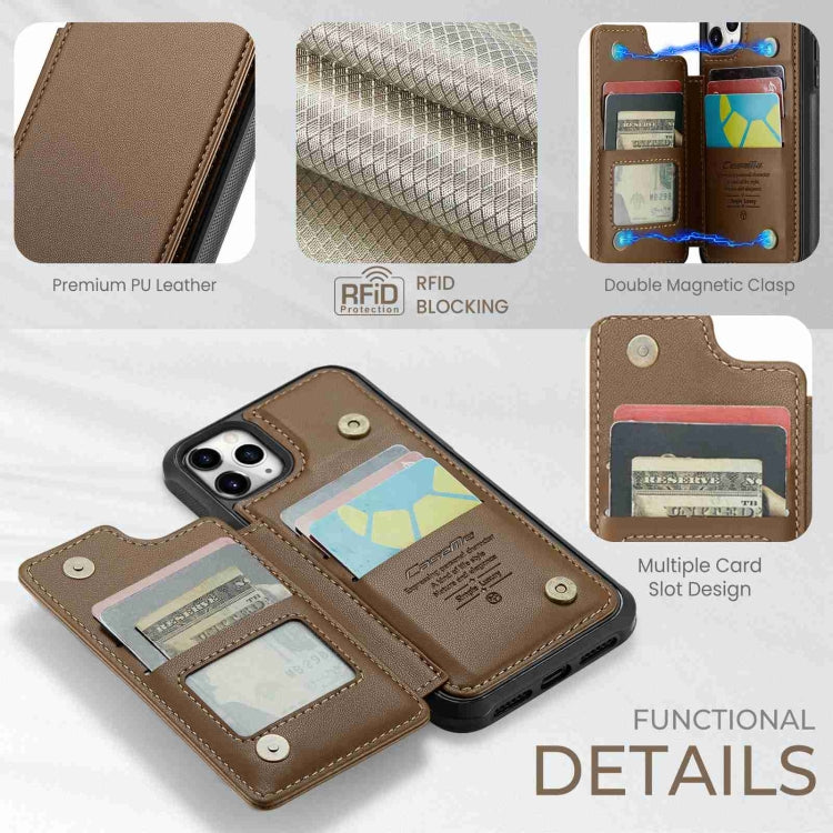 For iPhone 11 Pro Max CaseMe C22 Card Slots Holder RFID Anti-theft Phone Case(Brown) - iPhone 11 Pro Max Cases by CaseMe | Online Shopping South Africa | PMC Jewellery | Buy Now Pay Later Mobicred