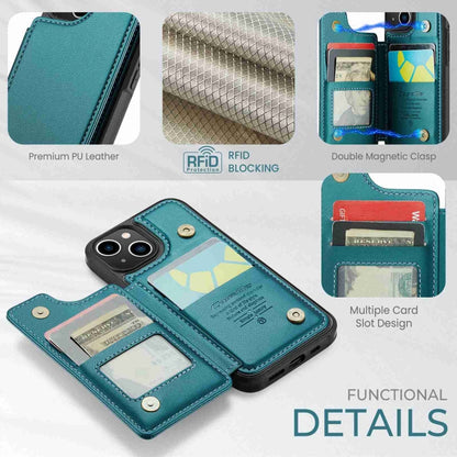 For iPhone 13 CaseMe C22 Card Slots Holder RFID Anti-theft Phone Case(Blue Green) - iPhone 13 Cases by CaseMe | Online Shopping South Africa | PMC Jewellery | Buy Now Pay Later Mobicred