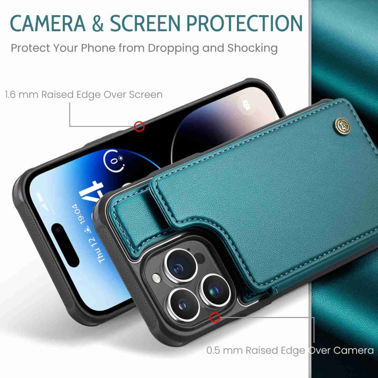 For iPhone 14 Pro Max CaseMe C22 Card Slots Holder RFID Anti-theft Phone Case(Blue Green) - iPhone 14 Pro Max Cases by CaseMe | Online Shopping South Africa | PMC Jewellery | Buy Now Pay Later Mobicred