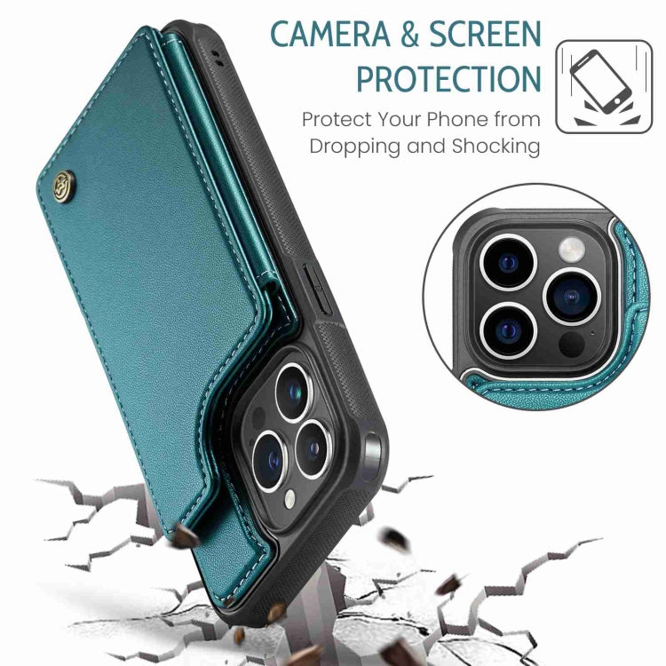 For iPhone 14 Pro Max CaseMe C22 Card Slots Holder RFID Anti-theft Phone Case(Blue Green) - iPhone 14 Pro Max Cases by CaseMe | Online Shopping South Africa | PMC Jewellery | Buy Now Pay Later Mobicred