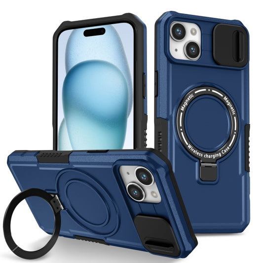 For iPhone 15 Sliding Camshield Magsafe Holder TPU Hybrid PC Phone Case(Royal Blue) - iPhone 15 Cases by PMC Jewellery | Online Shopping South Africa | PMC Jewellery