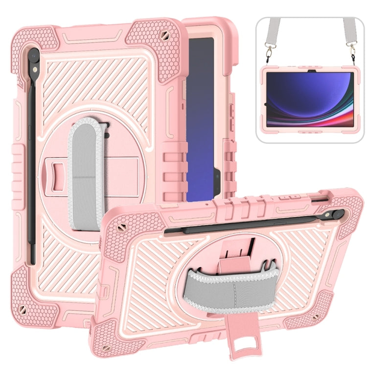 For Samsung Galaxy Tab S9 360 Degree Rotation PC Contrast Silicone Tablet Case(Rose Gold) - Galaxy Tab S9 Cases by PMC Jewellery | Online Shopping South Africa | PMC Jewellery | Buy Now Pay Later Mobicred