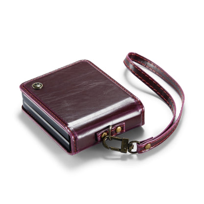 For Samsung Galaxy Z Flip5 CaseMe 003 PU + PC Business Style Crazy Horse Texture Ring Leather Phone Case with Lanyard(Mulberry Red) - Galaxy Z Flip5 Cases by CaseMe | Online Shopping South Africa | PMC Jewellery | Buy Now Pay Later Mobicred