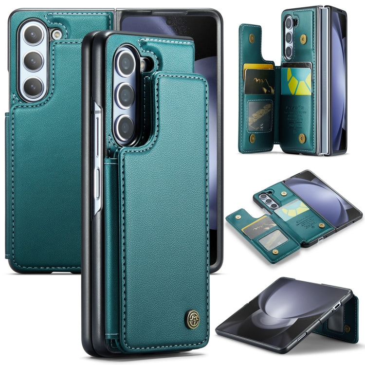 For Samsung Galaxy Z Fold5 CaseMe C22 PC+TPU Business Style RFID Anti-theft Leather Phone Case(Blue Green) - Galaxy Z Fold5 Cases by CaseMe | Online Shopping South Africa | PMC Jewellery | Buy Now Pay Later Mobicred