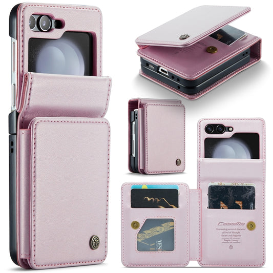 For Samsung Galaxy Z Flip5 CaseMe C22 PC+TPU Business Style RFID Anti-theft Leather Phone Case(Pink) - Galaxy Z Flip5 Cases by CaseMe | Online Shopping South Africa | PMC Jewellery | Buy Now Pay Later Mobicred