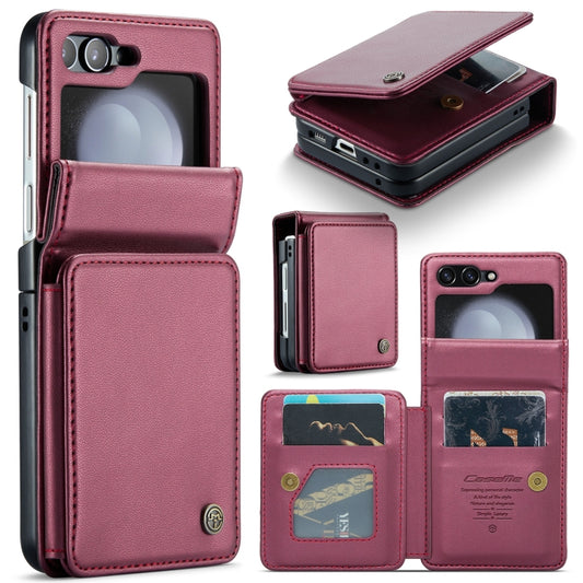 For Samsung Galaxy Z Flip5 CaseMe C22 PC+TPU Business Style RFID Anti-theft Leather Phone Case(Wine Red) - Galaxy Z Flip5 Cases by CaseMe | Online Shopping South Africa | PMC Jewellery | Buy Now Pay Later Mobicred