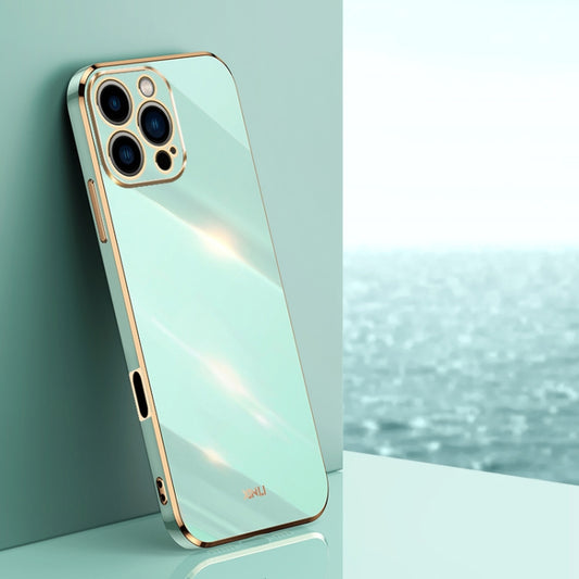 For iPhone 16 Pro XINLI Straight Edge 6D Electroplate TPU Phone Case(Mint Green) - iPhone 16 Pro Cases by XINLI | Online Shopping South Africa | PMC Jewellery | Buy Now Pay Later Mobicred