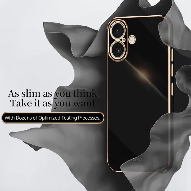 For iPhone 16 XINLI Straight Edge 6D Electroplate TPU Phone Case(Black) - free shipping - PMC Jewellery - Order now!
