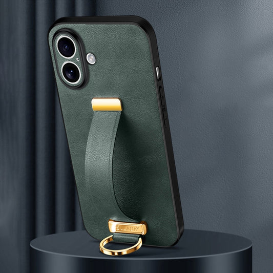 For iPhone 16 Plus SULADA Tide Cool Series PC + Leather Texture Skin Feel Phone Case(Green) - iPhone 16 Plus Cases by SULADA | Online Shopping South Africa | PMC Jewellery | Buy Now Pay Later Mobicred