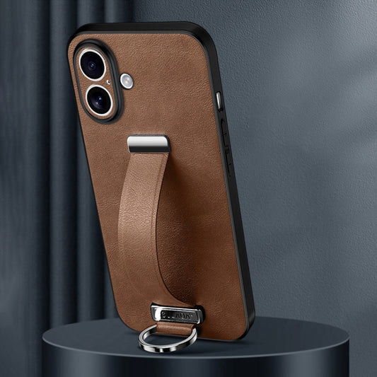 For iPhone 16 SULADA Tide Cool Series PC + Leather Texture Skin Feel Phone Case(Brown) - iPhone 16 Cases by SULADA | Online Shopping South Africa | PMC Jewellery | Buy Now Pay Later Mobicred