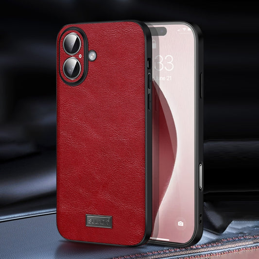 For iPhone 16 Plus SULADA Shockproof TPU Hybrid Handmade Leather Phone Case(Red) - iPhone 16 Plus Cases by SULADA | Online Shopping South Africa | PMC Jewellery | Buy Now Pay Later Mobicred