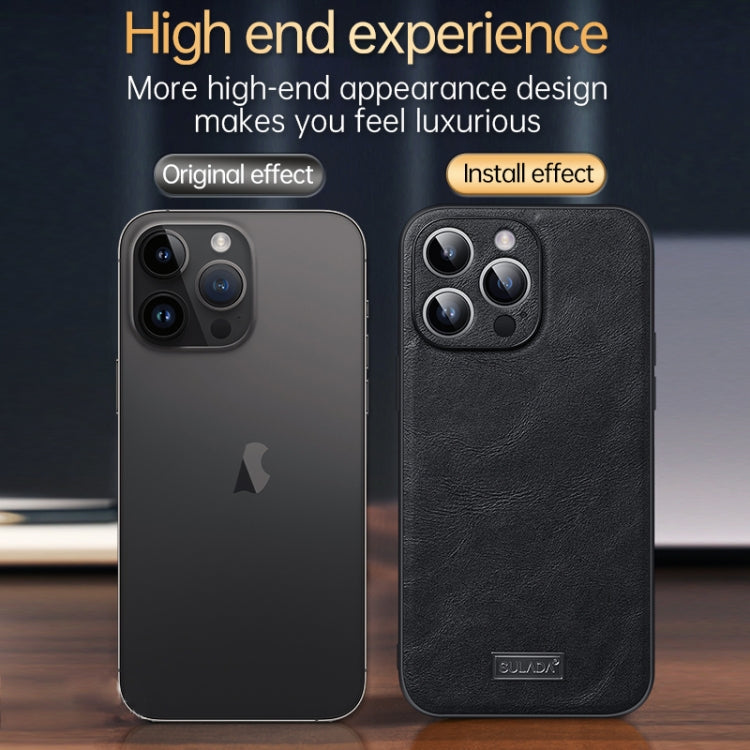 For iPhone 16 Pro Max SULADA Shockproof TPU Hybrid Handmade Leather Phone Case(Black) - iPhone 16 Pro Max Cases by SULADA | Online Shopping South Africa | PMC Jewellery | Buy Now Pay Later Mobicred