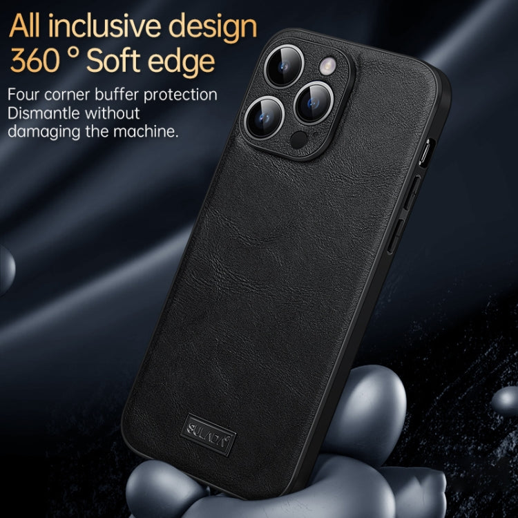 For iPhone 16 Pro SULADA Shockproof TPU Hybrid Handmade Leather Phone Case(Black) - iPhone 16 Pro Cases by SULADA | Online Shopping South Africa | PMC Jewellery | Buy Now Pay Later Mobicred