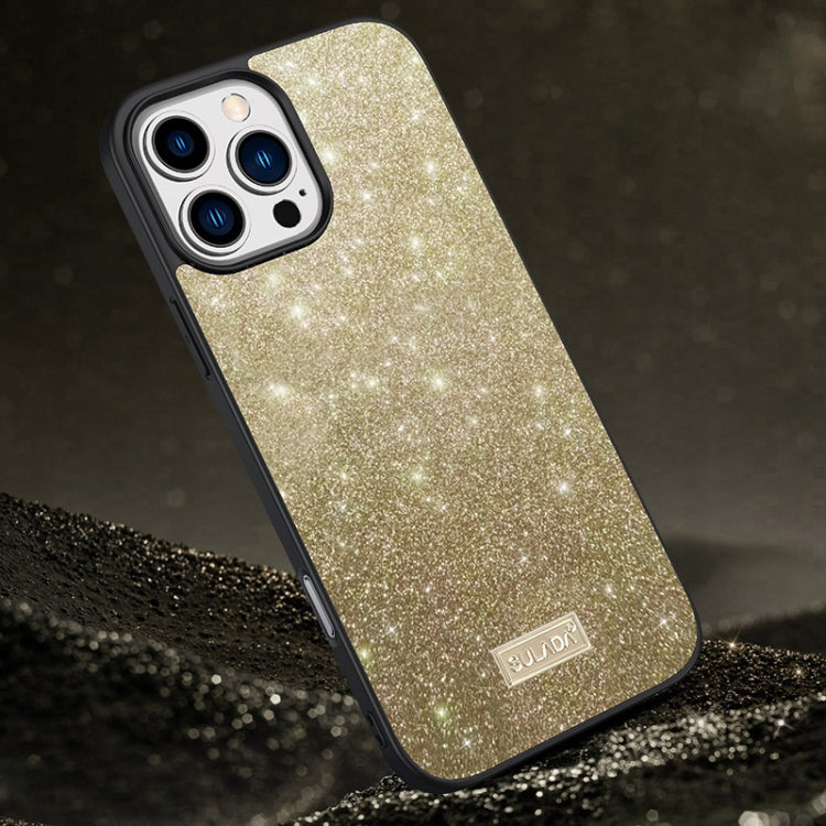 For iPhone 16 Pro SULADA Glittery PC Hybrid TPU Handmade Leather Phone Case(Gold) - iPhone 16 Pro Cases by SULADA | Online Shopping South Africa | PMC Jewellery | Buy Now Pay Later Mobicred