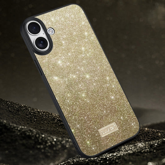 For iPhone 16 SULADA Glittery PC Hybrid TPU Handmade Leather Phone Case(Gold) - iPhone 16 Cases by SULADA | Online Shopping South Africa | PMC Jewellery | Buy Now Pay Later Mobicred