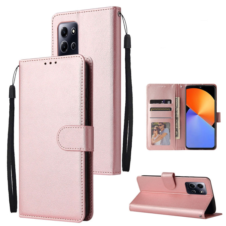 For Infinix Note 30i 3 Card Slots Multifunctional Leather Phone Case(Rose Gold) - Infinix Cases by PMC Jewellery | Online Shopping South Africa | PMC Jewellery | Buy Now Pay Later Mobicred