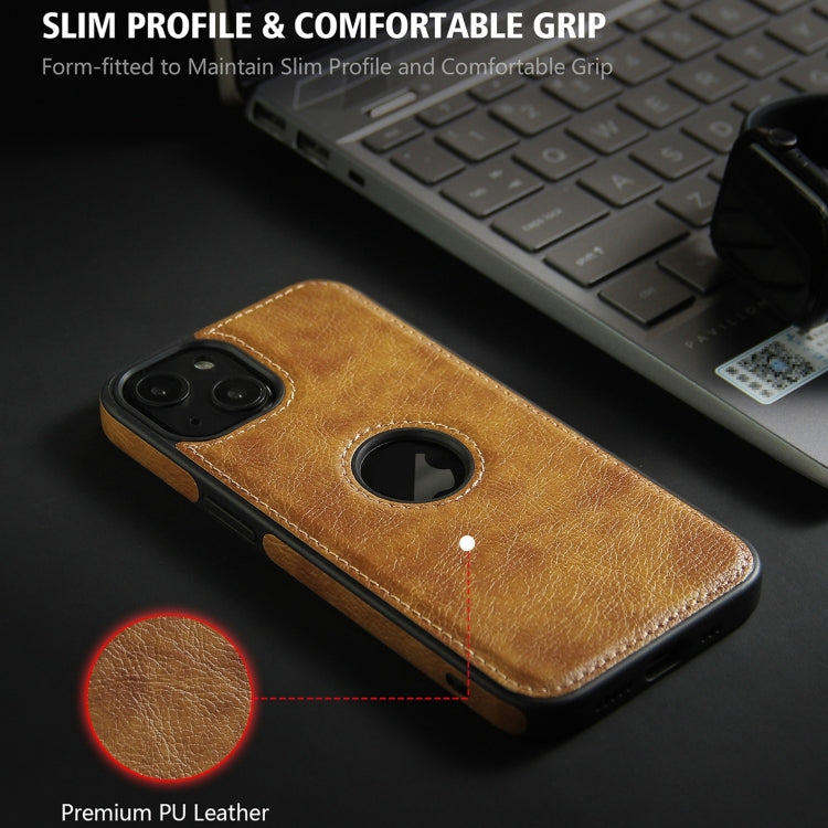 For iPhone 15 Pro Leather Texture Stitching Phone Case(Brown) - iPhone 15 Pro Cases by PMC Jewellery | Online Shopping South Africa | PMC Jewellery | Buy Now Pay Later Mobicred