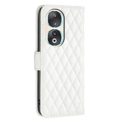 For Honor 90 5G Diamond Lattice Wallet Flip Leather Phone Case(White) - Honor Cases by PMC Jewellery | Online Shopping South Africa | PMC Jewellery | Buy Now Pay Later Mobicred