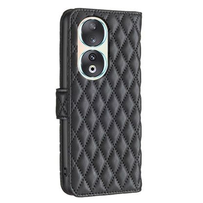 For Honor 90 5G Diamond Lattice Wallet Flip Leather Phone Case(Black) - Honor Cases by PMC Jewellery | Online Shopping South Africa | PMC Jewellery | Buy Now Pay Later Mobicred