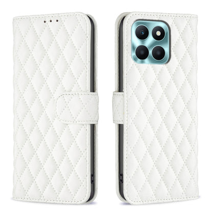 For Honor X6a Diamond Lattice Wallet Flip Leather Phone Case(White) - Honor Cases by PMC Jewellery | Online Shopping South Africa | PMC Jewellery | Buy Now Pay Later Mobicred