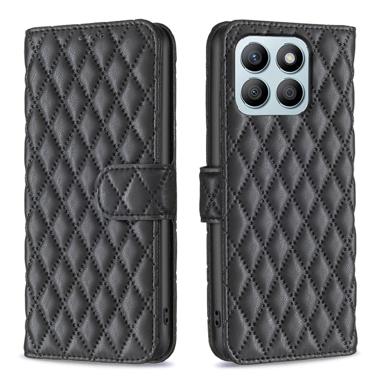 For Honor X8b Diamond Lattice Wallet Flip Leather Phone Case(Black) - Honor Cases by PMC TechLife | Online Shopping South Africa | PMC TechLife