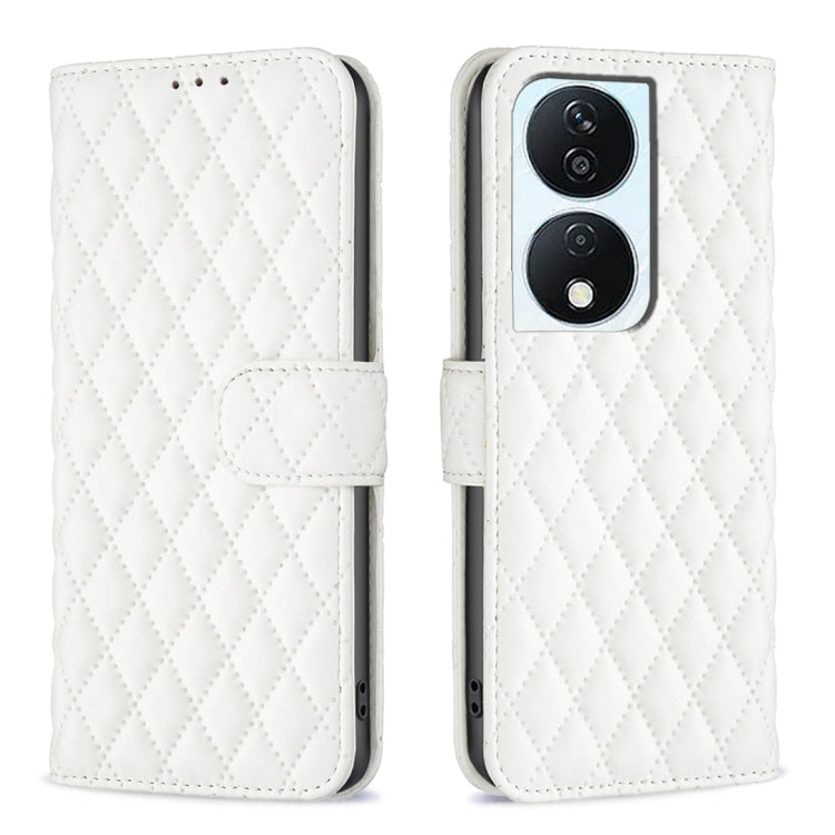 For Honor X7b Diamond Lattice Wallet Flip Leather Phone Case(White) - Honor Cases by PMC Jewellery | Online Shopping South Africa | PMC Jewellery | Buy Now Pay Later Mobicred