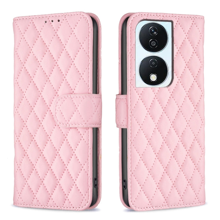 For Honor X7b Diamond Lattice Wallet Flip Leather Phone Case(Pink) - Honor Cases by PMC Jewellery | Online Shopping South Africa | PMC Jewellery | Buy Now Pay Later Mobicred