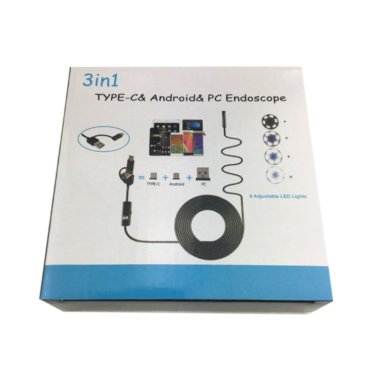 AN100 3 in 1 IP67 Waterproof USB-C / Type-C + Micro USB + USB HD Endoscope Snake Tube Inspection Camera for Parts of OTG Function Android Mobile Phone, with 6 LEDs, Lens Diameter:5.5mm(Length: 1m) -  by PMC Jewellery | Online Shopping South Africa | PMC Jewellery | Buy Now Pay Later Mobicred