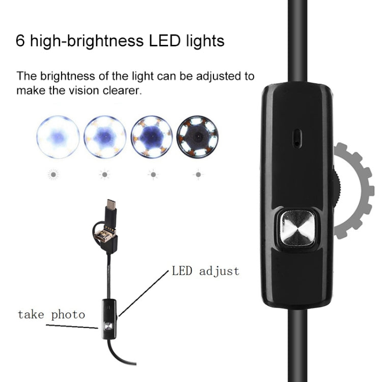 AN100 3 in 1 IP67 Waterproof USB-C / Type-C + Micro USB + USB HD Endoscope Snake Tube Inspection Camera for Parts of OTG Function Android Mobile Phone, with 6 LEDs, Lens Diameter:5.5mm(Length: 3.5m) -  by PMC Jewellery | Online Shopping South Africa | PMC Jewellery