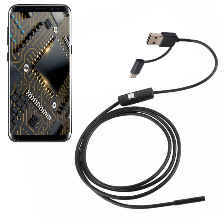 AN100 3 in 1 IP67 Waterproof USB-C / Type-C + Micro USB + USB HD Endoscope Hard Tube Inspection Camera for Parts of OTG Function Android Mobile Phone, with 6 LEDs, Lens Diameter:8mm(Length: 1m) -  by PMC Jewellery | Online Shopping South Africa | PMC Jewellery | Buy Now Pay Later Mobicred