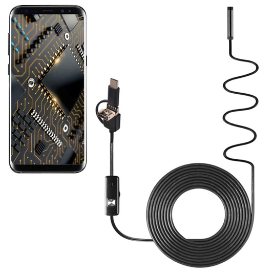 AN100 3 in 1 IP67 Waterproof USB-C / Type-C + Micro USB + USB HD Endoscope Hard Tube Inspection Camera for Parts of OTG Function Android Mobile Phone, with 6 LEDs, Lens Diameter:8mm(Length: 2m) -  by PMC Jewellery | Online Shopping South Africa | PMC Jewellery | Buy Now Pay Later Mobicred