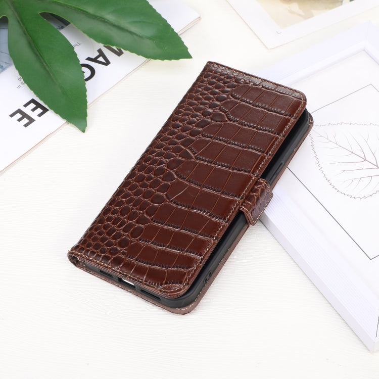 For Sony Xperia 5 VI Crocodile Top Layer Cowhide Leather Phone Case(Brown) - Sony Cases by PMC TechLife | Online Shopping South Africa | PMC TechLife | Buy Now Pay Later Mobicred