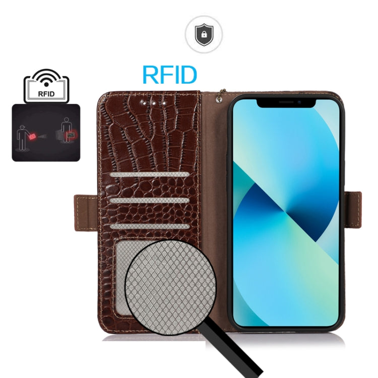 For Sony Xperia 5 VI Crocodile Top Layer Cowhide Leather Phone Case(Brown) - Sony Cases by PMC TechLife | Online Shopping South Africa | PMC TechLife | Buy Now Pay Later Mobicred