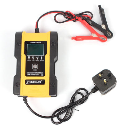 FOXSUR 12V-24V Car Motorcycle Repair Battery Charger AGM Charger Color:Yellow(UK Plug) - Battery Charger by FOXSUR | Online Shopping South Africa | PMC Jewellery | Buy Now Pay Later Mobicred